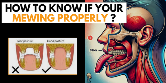 Illustration showing proper and improper mewing posture, highlighting correct tongue position inside the mouth for effective mewing techniques.