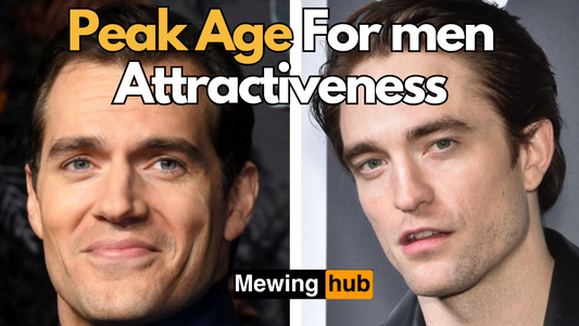 images of two attractive men with text saying peak age for men attractiveness
