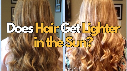 before and after images of a women who got lighter hair from being in the sun