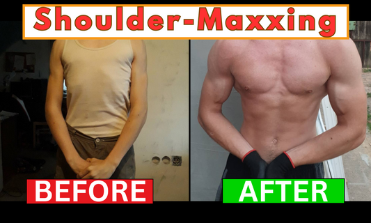 4 year before and after transformation of widening the shoulders.