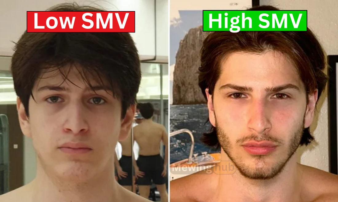 Before and after looksmaxxing transformation from kshami