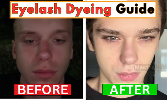 Before and after of a man who dyed his eyelashes, showing great improvements in attractiveness.