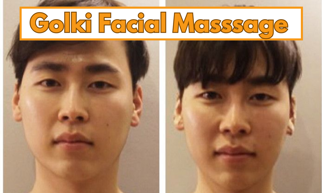Before and after results from golki facial massage