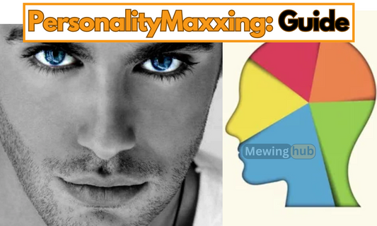 Image of an attractive man and illustration, and text saying personalitymaxxing guide