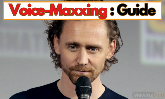 Tom Hiddleston speaking into a microphone, illustrating a Voice-Maxxing guide.