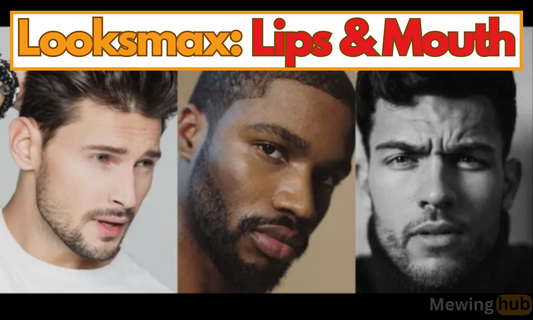 Three men with attractive lips and mouth features in a "Looksmax: Lips & Mouth" graphic