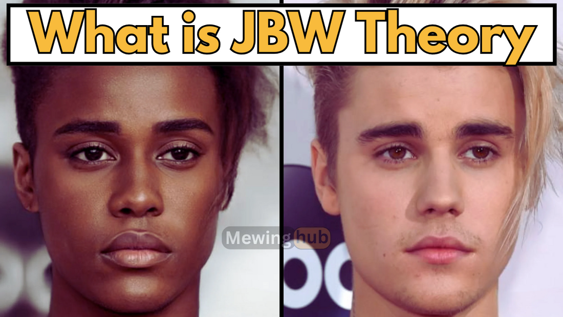 pictures of a white and black edited picture of justin bieber with text saying what is JBW theory.