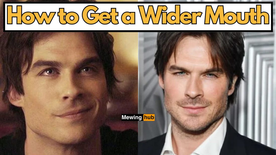 pictures of an attractive celebrity with text saying how to get a wider mouth.
