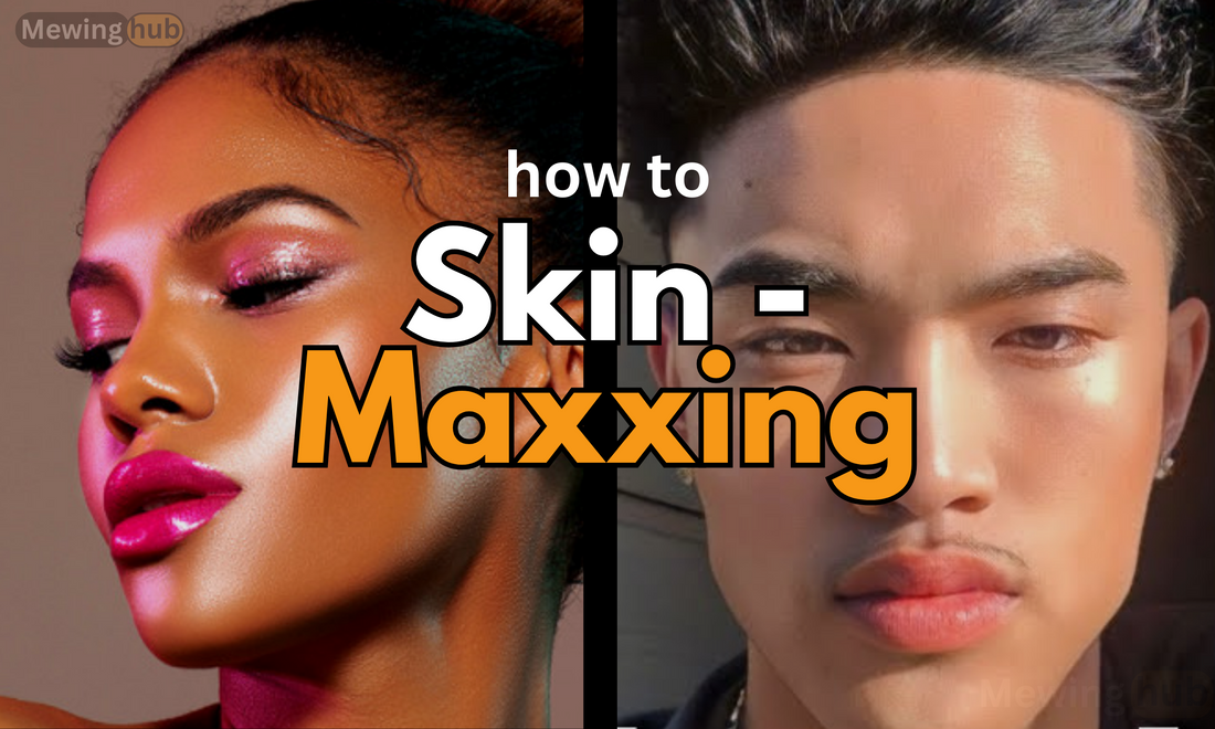 How to Skin-Maxxing with images of two individuals showcasing glowing skin.