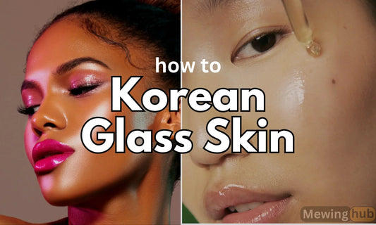 Two images of women with glass skin and a radiant complexion