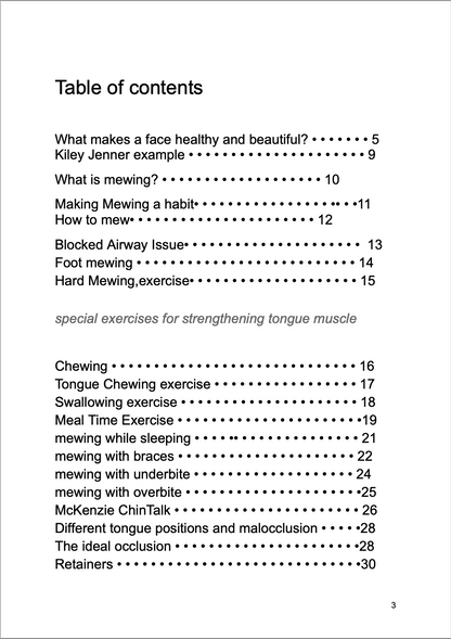Table of Contents Mewing Mastery Course